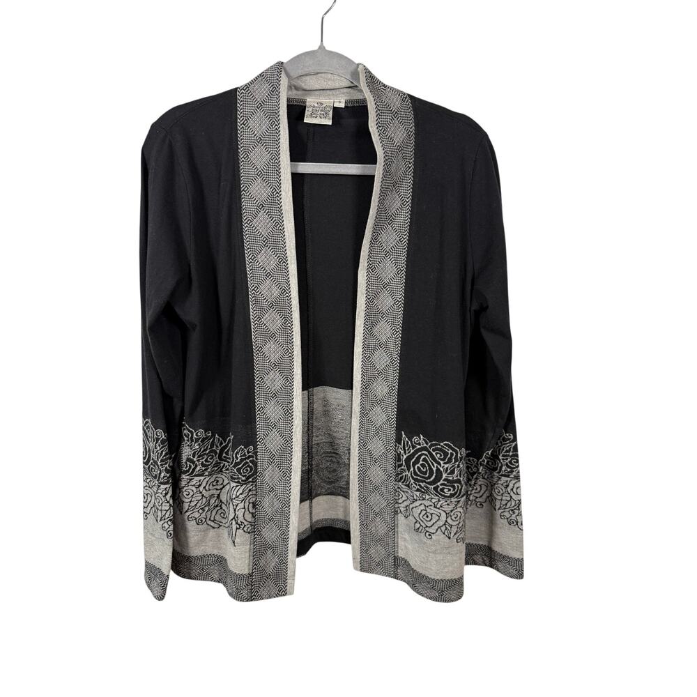 Vintage 90s Parsely & Sage Cardigan Small Open Front Boho Gothic Rose Print